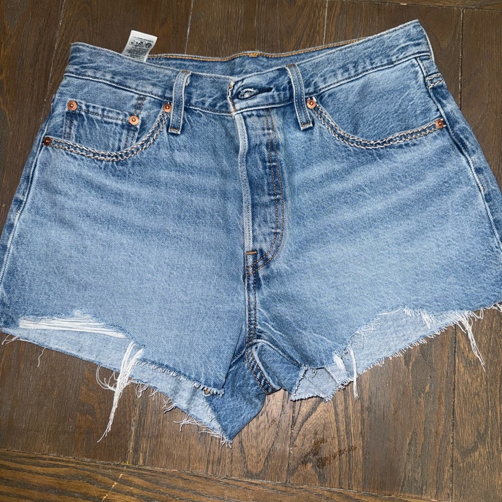 Levi's Light Blue Cutoff Denim Shorts with Raw Hem
